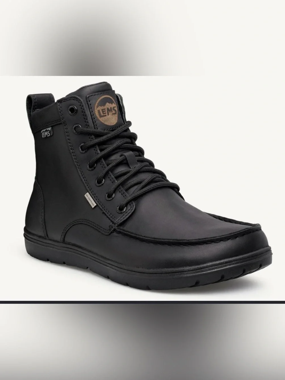 Lems Waterproof Boulder Boot Unisex Black Lace Up Barefoot Boot M9.5 W11 New